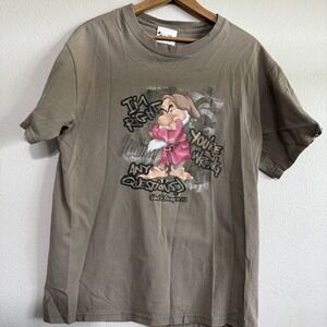 Vintage Walt Disney World Grumpy T-Shirt Men Brown Graphic Short Sleeve Graffiti